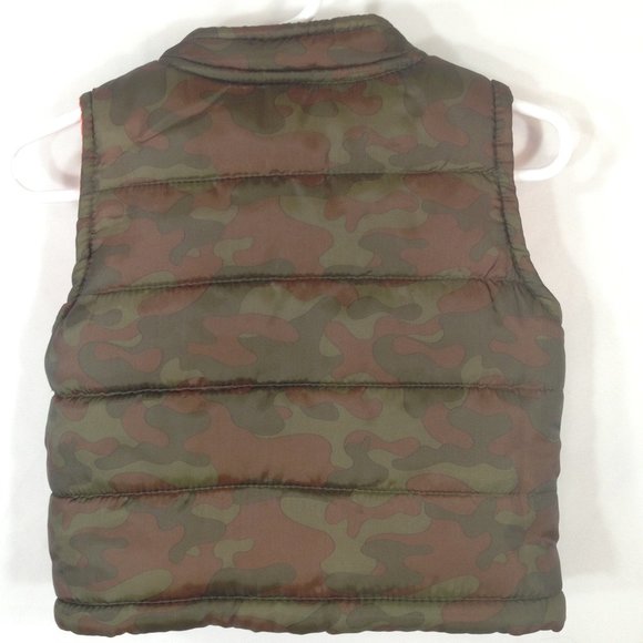 4/$15 Baby Boy Puffer Vest 6-9 Months Camo and Orange - Picture 3 of 7